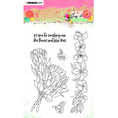 StudioLight Say It With Flowers Clear Stamps - Bienen & Blüten
